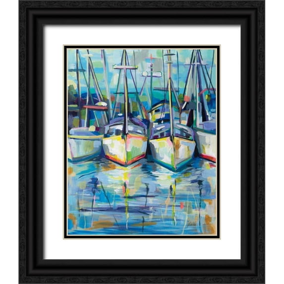 Vertentes, Jeanette 26x32 Black Ornate Wood Framed with Double Matting Museum Art Print Titled - Morning Dock