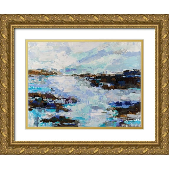 Vertentes, Jeanette 32x25 Gold Ornate Wood Framed with Double Matting Museum Art Print Titled - Abstract Marsh