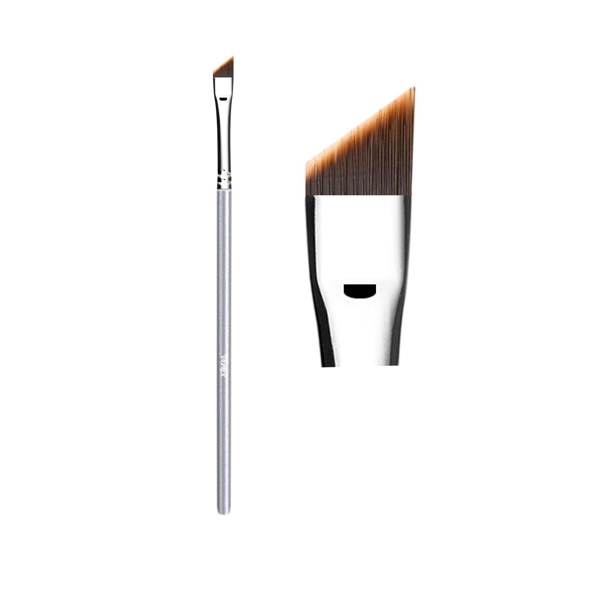 Vertex Beauty Angled Eyeliner Brush Slanted Small Makeup Brush Thin Pencil Winged Gel Liquid Liner For Clean Lines Fine Wing Flat Firm Angle Edges Sexy Cat Eyes Black Eyebrow Sharpener Eyeshadow Brown