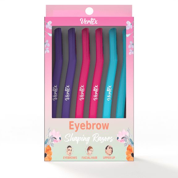 Vertex Beauty Eyebrow Razors For Women Brow Shaping 6 Pack Women Facial Hair Razors Dermaplaning Tool Face Peach Fuzz Removal Shaver Remove Side Burns Women's Exfoliating Sensitive Skin Trimmer