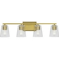 thumbnail image 1 of Vertex Collection Four-Light Brushed Gold Clear Glass Contemporary Bath Light, 1 of 12