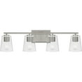 thumbnail image 1 of Vertex Collection Four-Light Brushed Nickel Clear Glass Contemporary Bath Light, 1 of 15