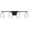 thumbnail image 1 of Vertex Collection Four-Light Matte Black Etched White Glass Contemporary Bath Light, 1 of 16