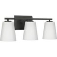 thumbnail image 1 of Vertex Collection Three-Light Matte Black Etched White Glass Contemporary Bath Light, 1 of 12