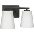 thumbnail image 1 of Vertex Collection Two-Light Matte Black Etched White Glass Contemporary Bath Light, 1 of 12