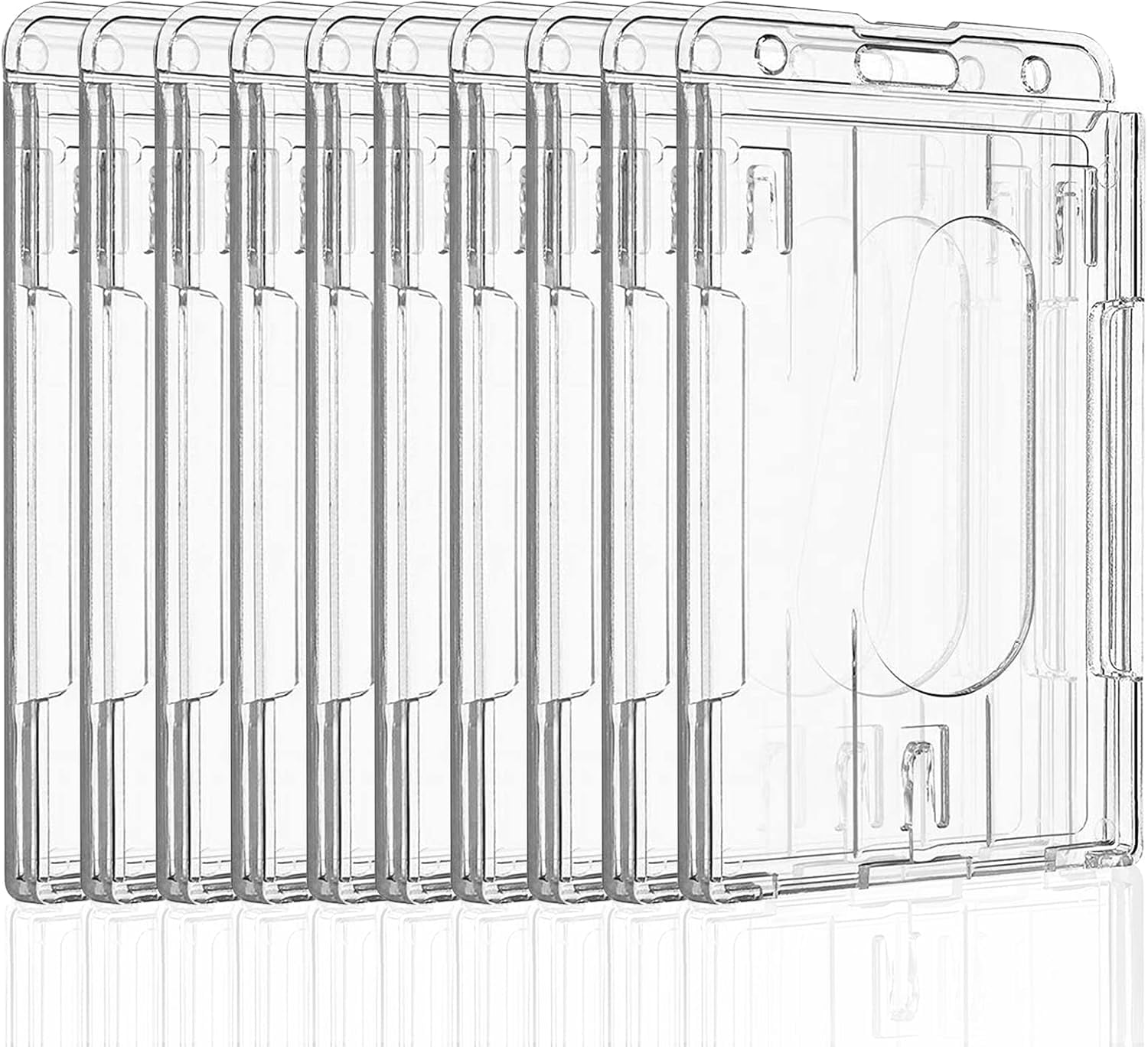 Vertical 2-Card Badge Holder with Thumb Slot Hard Transparent PC Case ...