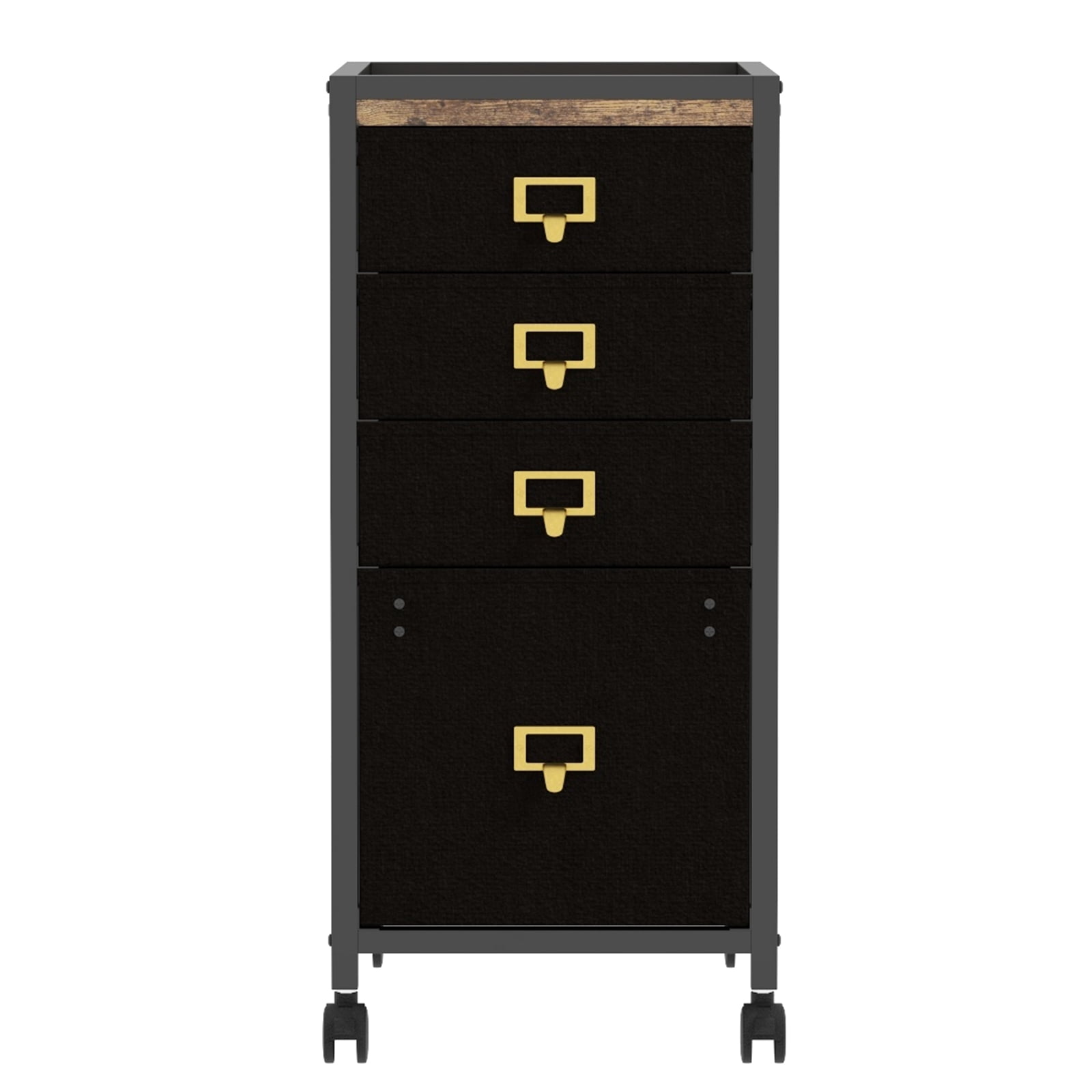 Vertical 2-Drawer File Cabinet with Wood Top – Fabric Filing Cabinet for A4/Letter Hanging Files | Under Desk Storage (40x40x67 cm) | Lockable 360° Swivel Casters