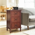 thumbnail image 1 of Vertical 3-Drawer Side Table with Storage, Narrow Desk for Living Room, Bedroom, Office & Entryway, Space-Saving Design, 15.7"D x 11.8"W x 26"H, Walnut, 1 of 7