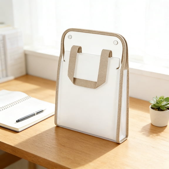 Vertical Accordion Folder, 13-Pocket PVC Document Bag, Large Capacity Exam Paper Storage Pouch, Portable Handheld Organizer for Office