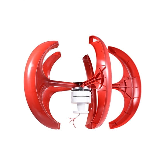 Vertical Axis Wind Turbine 400W 12/24V, 5-Blade Generator Kit with Controller, Home and Boat Power Solution(Red)