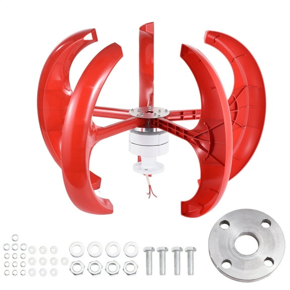 Vertical Axis Wind Turbine | Hybrid Wind Solar System with Controller, Flange Plate | 400W 12 V/24 V 5 Leaves Windmill Generator Kit for Home, Farm, with Controller for Hybrid Wind Solar System