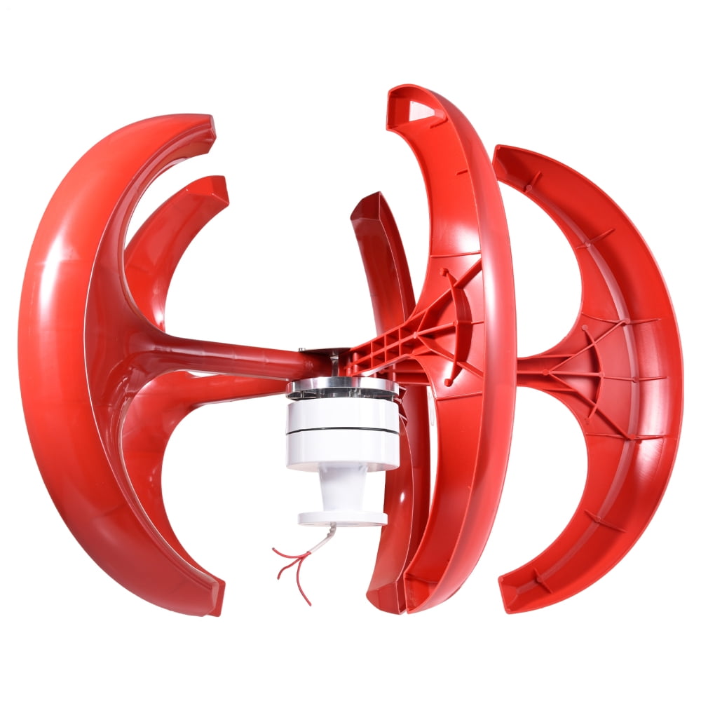 Vertical Axis Wind Turbine, Wind Vertical Axis Generator, Hybrid Wind Solar System with Controller, Flange Plate, 1200W 24V 5 Leaves Windmill Generator Kit for Ship