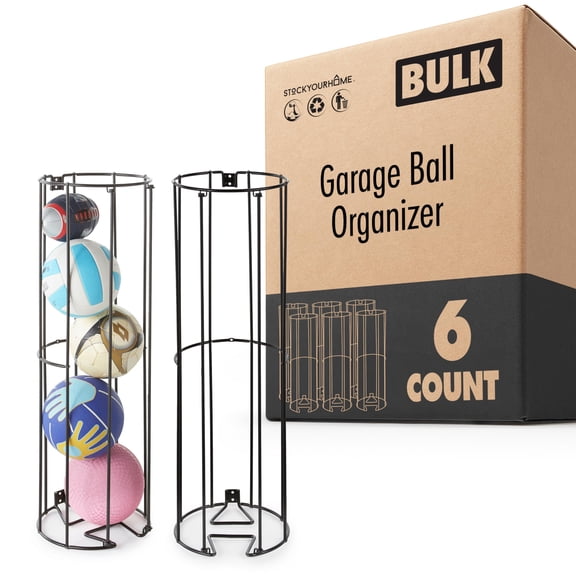 Vertical Ball Storage Rack (6 Pack) Wall-Mounted Sports Organizer for Soccer, Volleyball, Football, Basketball Space-Saving Holder for Garage, Gym, or Playroom