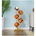 thumbnail image 1 of Vertical Ball Storage Rack, Freestanding Basketball Rack Holder And Organizer, Extra Large Capacity Metal Ball Rack for Basketball Rugby Volleyball Football Display (Gold-5), 1 of 4