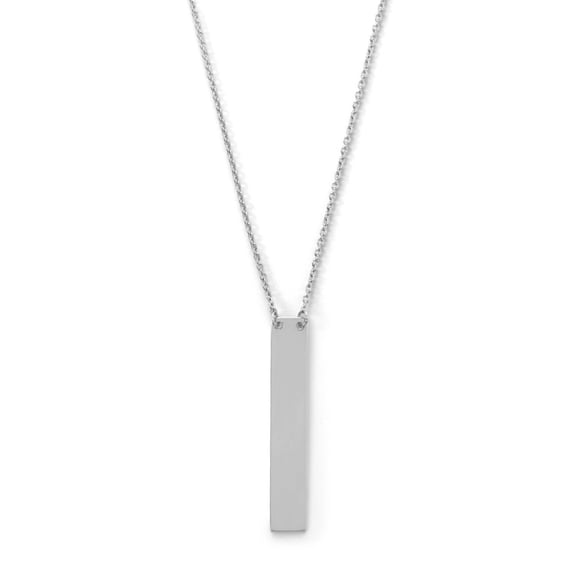 Vertical Bar Drop Necklace Engraveable Sterling Silver