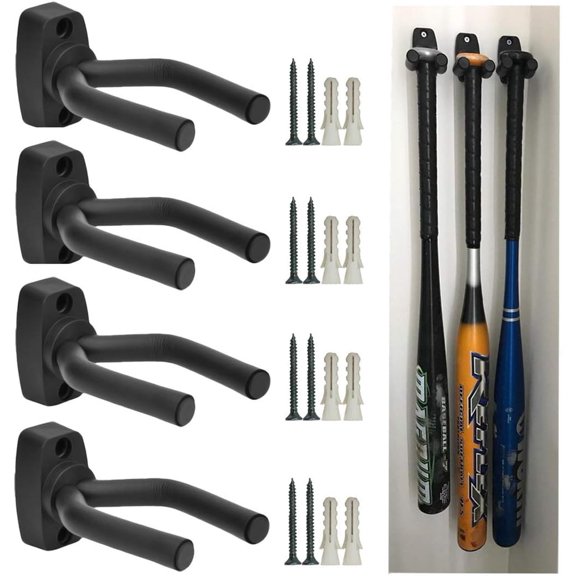 Vertical Baseball Bat Softball Bat Display Wall Mount Wall Rack Wall Holder -Easy to Install- Nails Included