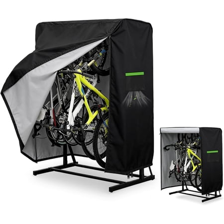 Vertical Bike Rack Cover(78×43×86in), Fits 3–8 Bike Vertical Racks, 420D Waterproof Upright Bike Rack Cover, All-Weather Vertical Bike Rack Cover Ideal for Both Garage and Outside Storage