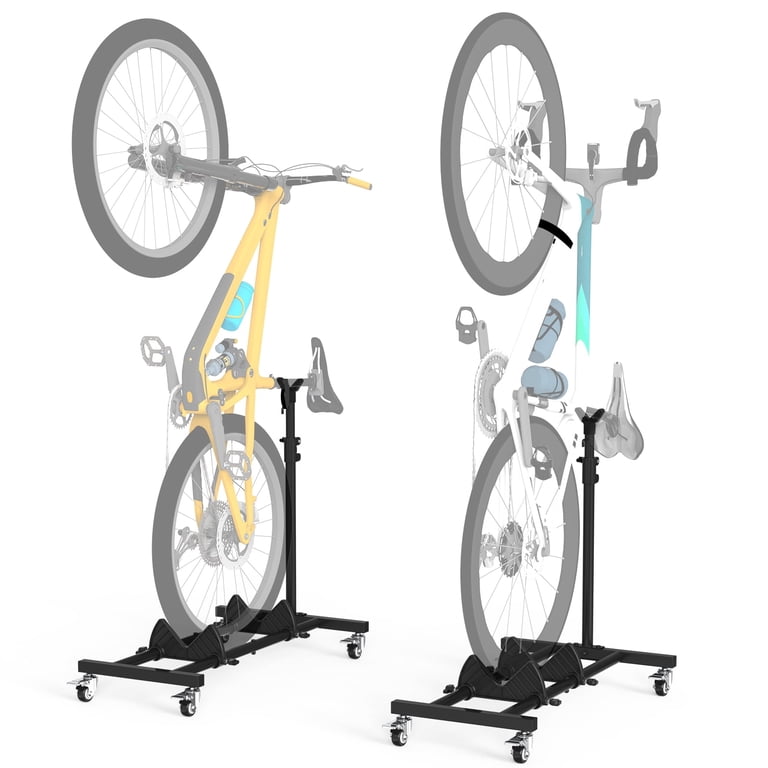 stationary bicycle rack Foldable Carbon Steel Floor Bike Stand for 20"-29" Wheels the maximum weight of the bike is 55lb / 25kg Vertical Bike Stand, Freestanding Space-Saving