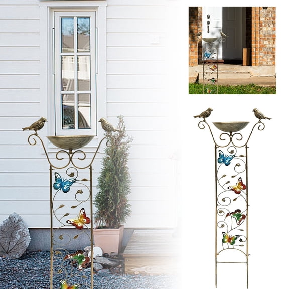 Vertical Bird Bath With Ground Stakes Pattern Design Ideal For Garden Patio And Winter Proof Water Feeder Big Head Squirrel Feeder Outpost Feeder No Spill Feeder Feeder Covers for Rain Winter Feeder