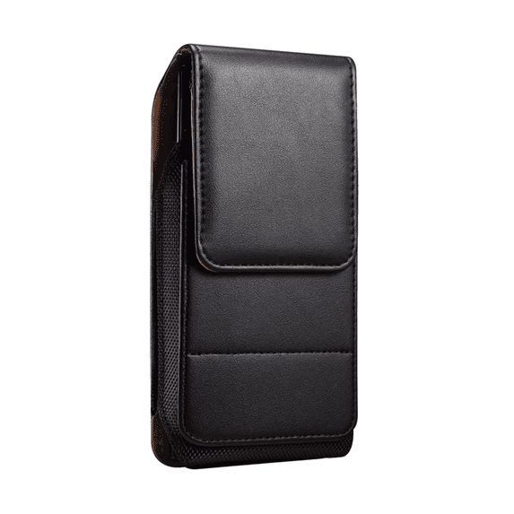 Vertical Black Magnetic Leather Extra Pocket Case is Compatible with Samsung Galaxy A33, A32, A03s, A02s, A04s Phones with any cover on