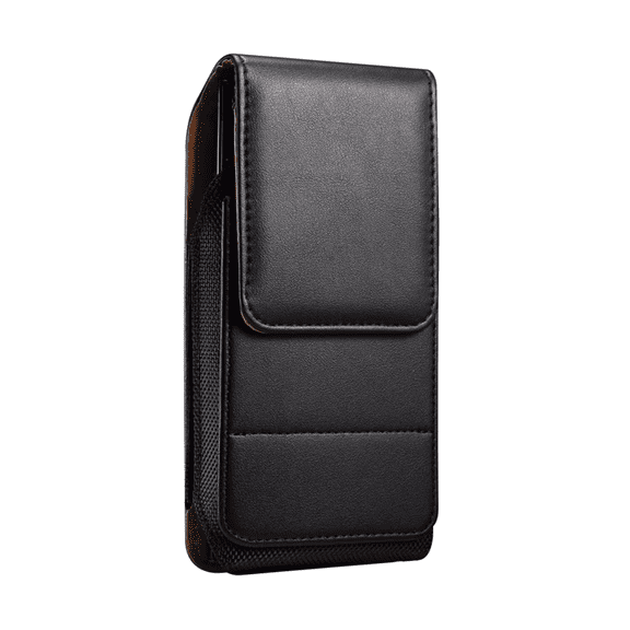 Vertical Black Magnetic Leather Extra Pocket Case is compatible with Verizon Orbic Joy 2