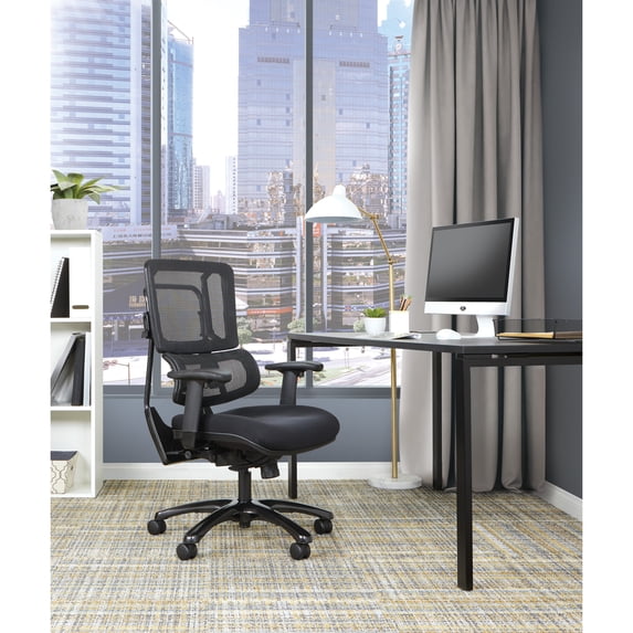 Vertical Black Mesh Back Chair with Shiny Black Base