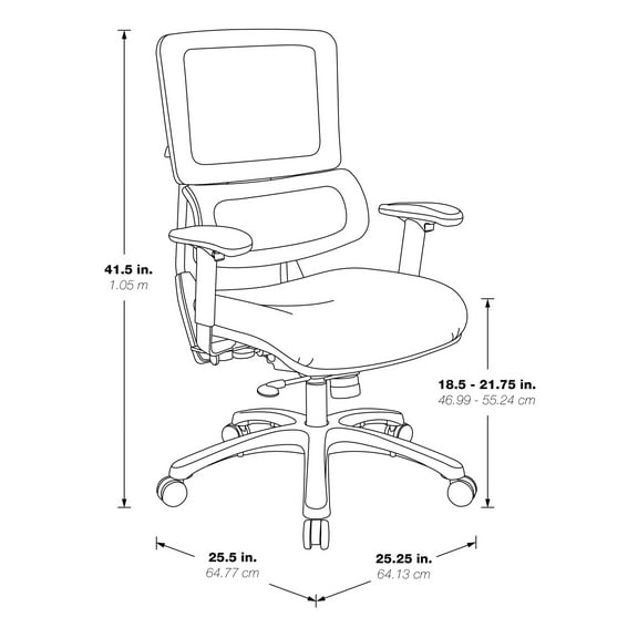 Vertical Black Mesh Back and Dillon Black Fabric Seat with Polished Aluminum