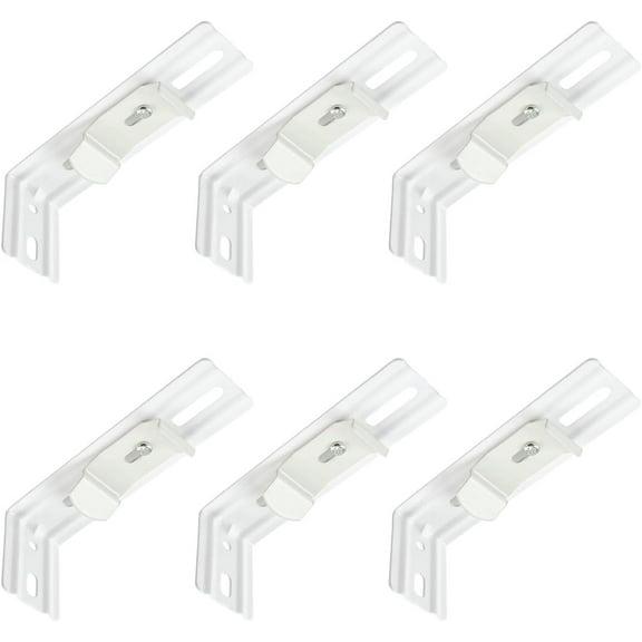 Vertical Blind Bracket, 6 Pcs 4.2 Inch Length Metal Vertical Blinds L-Shaped Brackets Vertical Blind Bracket Clips Side Mounting Blind Holder (Whole White)