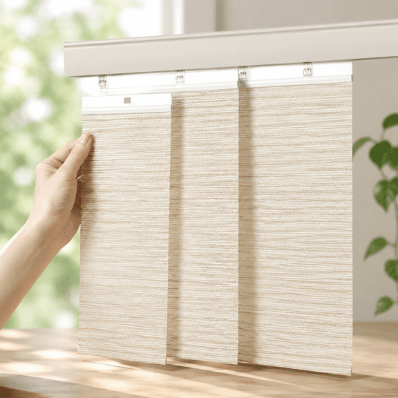 Vertical Blind Replacement Slats, Light Filtering Beige, 25 Pack, 3.5" W x 82.5" H