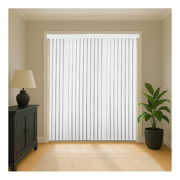 Vertical Blinds – 78" Width x 84" Height, White Light-Filtering Vinyl Blinds for Sliding Glass Doors, Patio Doors & Large Windows for Home or Office
