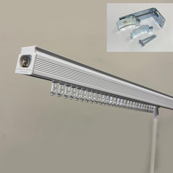 Vertical Blinds Replacement Headrail Track Custom Made to Your Size, One Way Control (Left or Right) - Complete with Brackets and Hardware - (53 Inches)