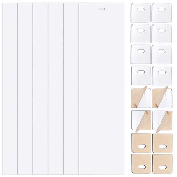 Vertical Blinds Replacement Slats, 10-Pack PVC Curved Smooth White Slats 82.5 x 3.5 in with 20 Vertical Blind Repair Tabs, Clear Replacement Stickers for Sliding Door, Window and Patio Blinds