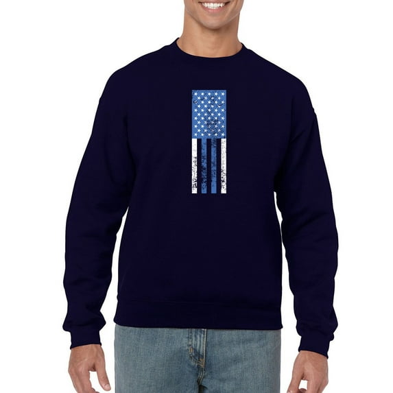 Vertical Blue Flag With Stars Sweatshirt Men -GoatDeals Designs, Male Medium