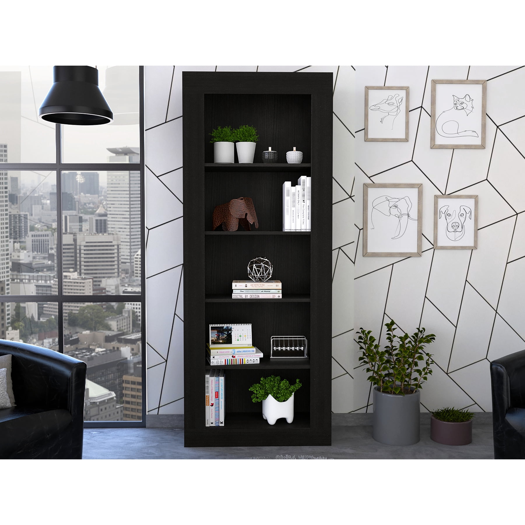 Picture of Vertical Bookcase with Five Spacious Shelves | Ideal for Living Room ...