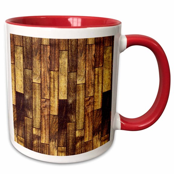 3drose, Vertical Brown Natural Image of Wood, 11oz Two-tone Red Mug