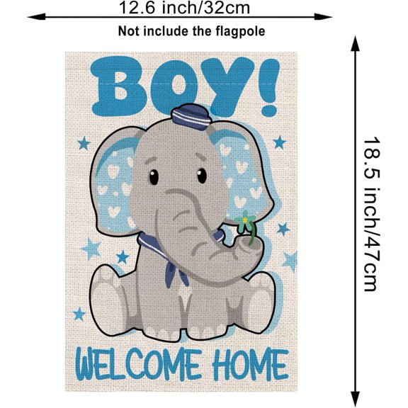 Vertical Burlap Flag Welcome Home Baby Boy 12.5x18 Inch Outdoor Decor