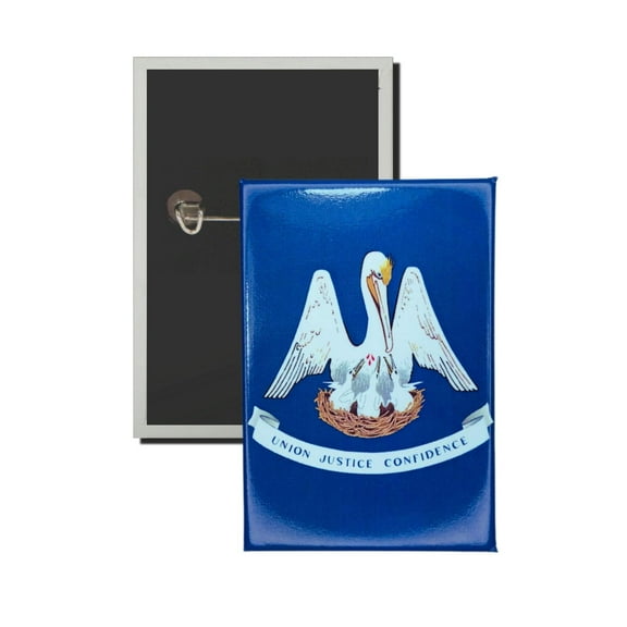 Vertical Button - State Flag Louisiana - USA | Wearable Lapel Pin, Travel Souvenir, Collectible Display Piece