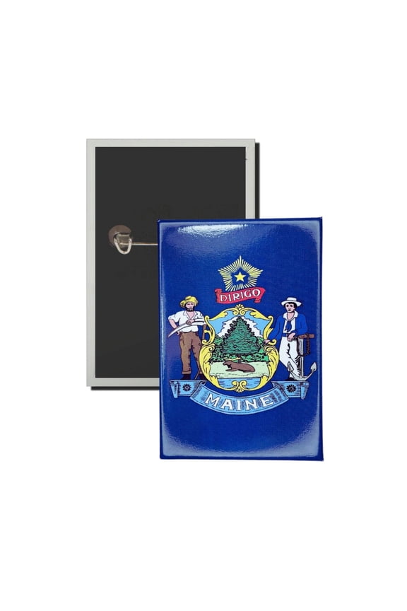 Vertical Button - State Flag Maine - USA | Wearable Lapel Pin, Travel Souvenir, Collectible Display Piece