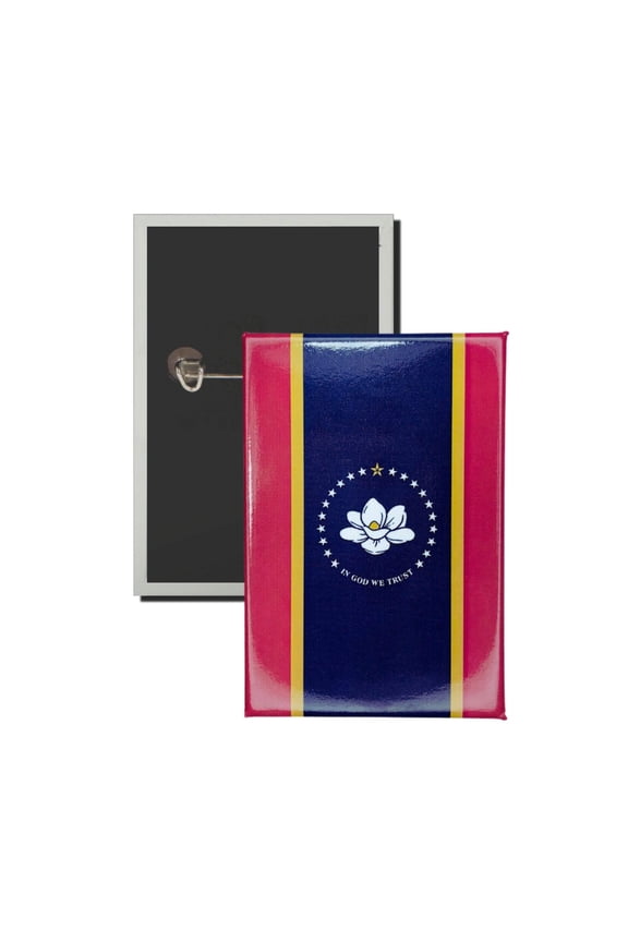Vertical Button - State Flag Mississippi - USA | Wearable Lapel Pin, Travel Souvenir, Collectible Display Piece