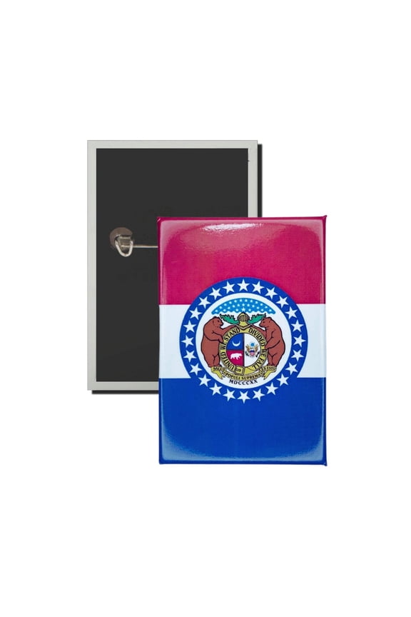 Vertical Button - State Flag Missouri - USA | Wearable Lapel Pin, Travel Souvenir, Collectible Display Piece