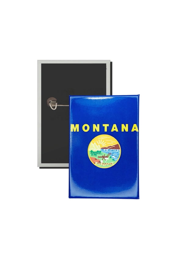 Vertical Button - State Flag Montana - USA | Wearable Lapel Pin, Travel Souvenir, Collectible Display Piece
