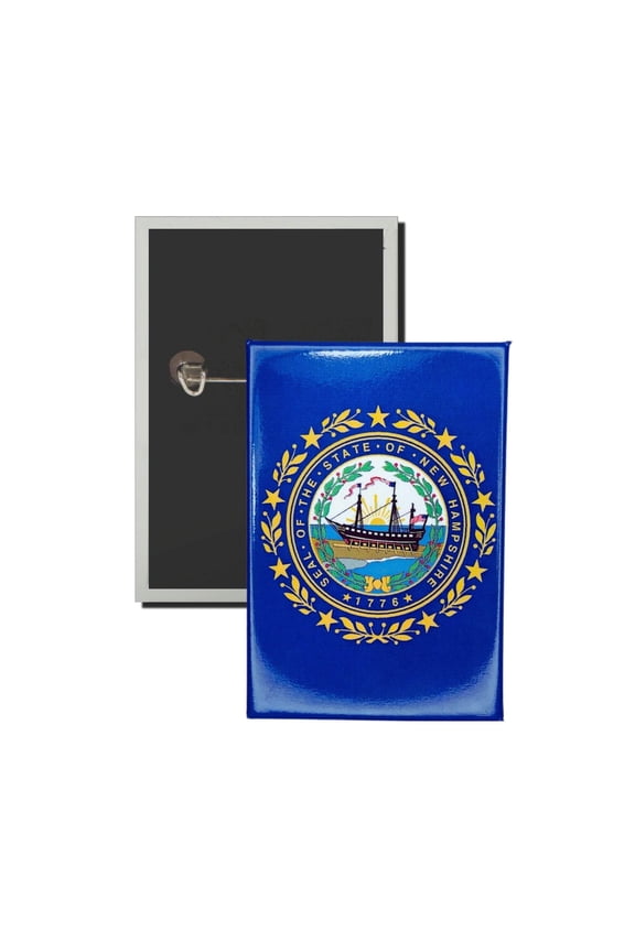 Vertical Button - State Flag New Hampshire - USA | Wearable Lapel Pin, Travel Souvenir, Collectible Display Piece