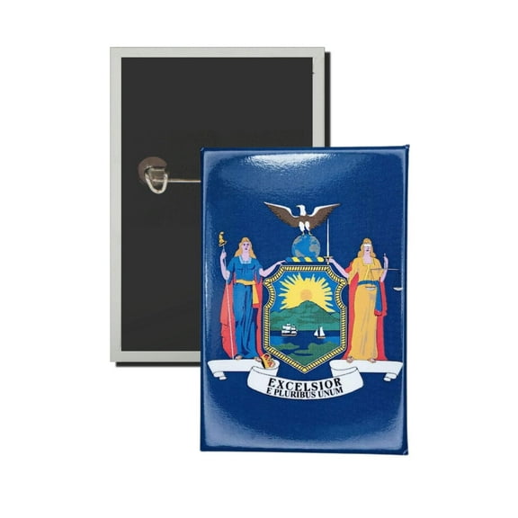 Vertical Button - State Flag New York - USA | Wearable Lapel Pin, Travel Souvenir, Collectible Display Piece
