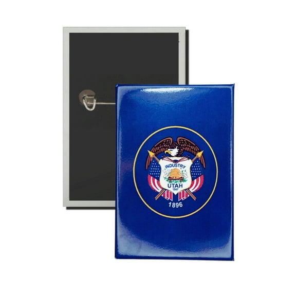 Vertical Button - State Flag Utah - USA | Wearable Lapel Pin, Travel Souvenir, Collectible Display Piece