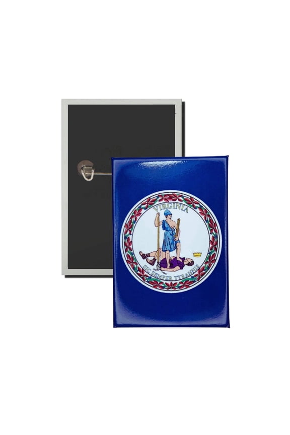 Vertical Button - State Flag Virginia - USA | Wearable Lapel Pin, Travel Souvenir, Collectible Display Piece