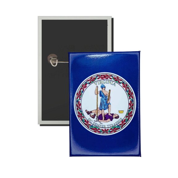 Vertical Button - State Flag Virginia - USA | Wearable Lapel Pin, Travel Souvenir, Collectible Display Piece