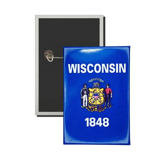 Vertical Button - State Flag Wisconsin - USA | Wearable Lapel Pin, Travel Souvenir, Collectible Display Piece