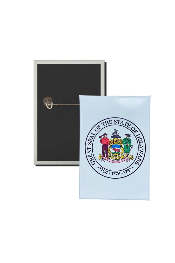 Vertical Button - State Seal Delaware - USA | Wearable Lapel Pin, Travel Souvenir, Collectible Display Piece