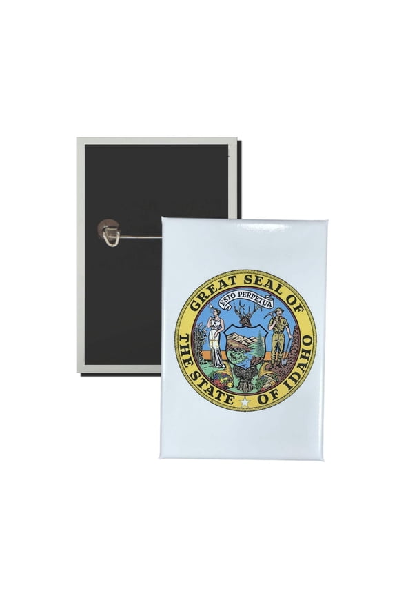 Vertical Button - State Seal Idaho - USA | Wearable Lapel Pin, Travel Souvenir, Collectible Display Piece