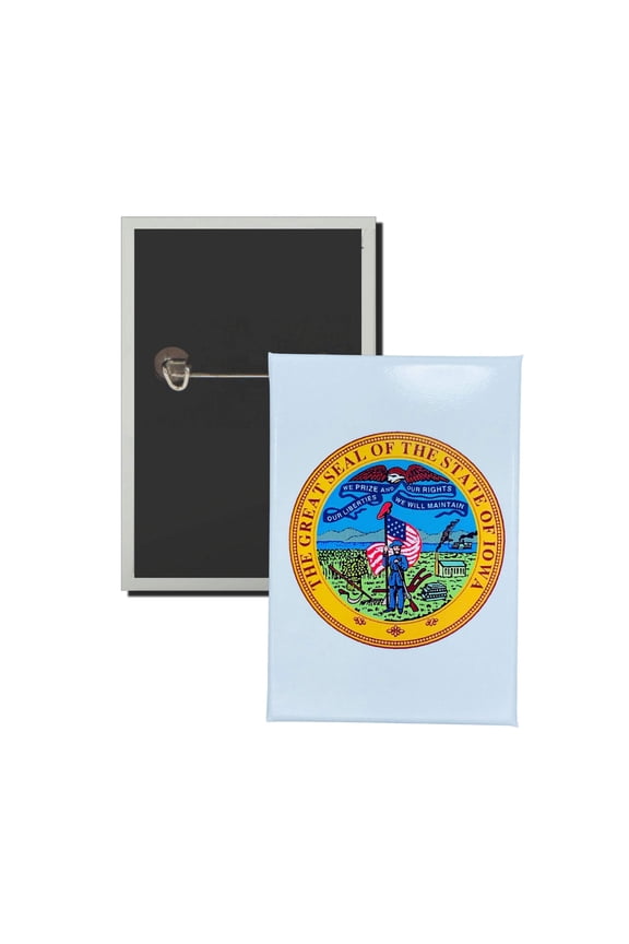Vertical Button - State Seal Iowa - USA | Wearable Lapel Pin, Travel Souvenir, Collectible Display Piece